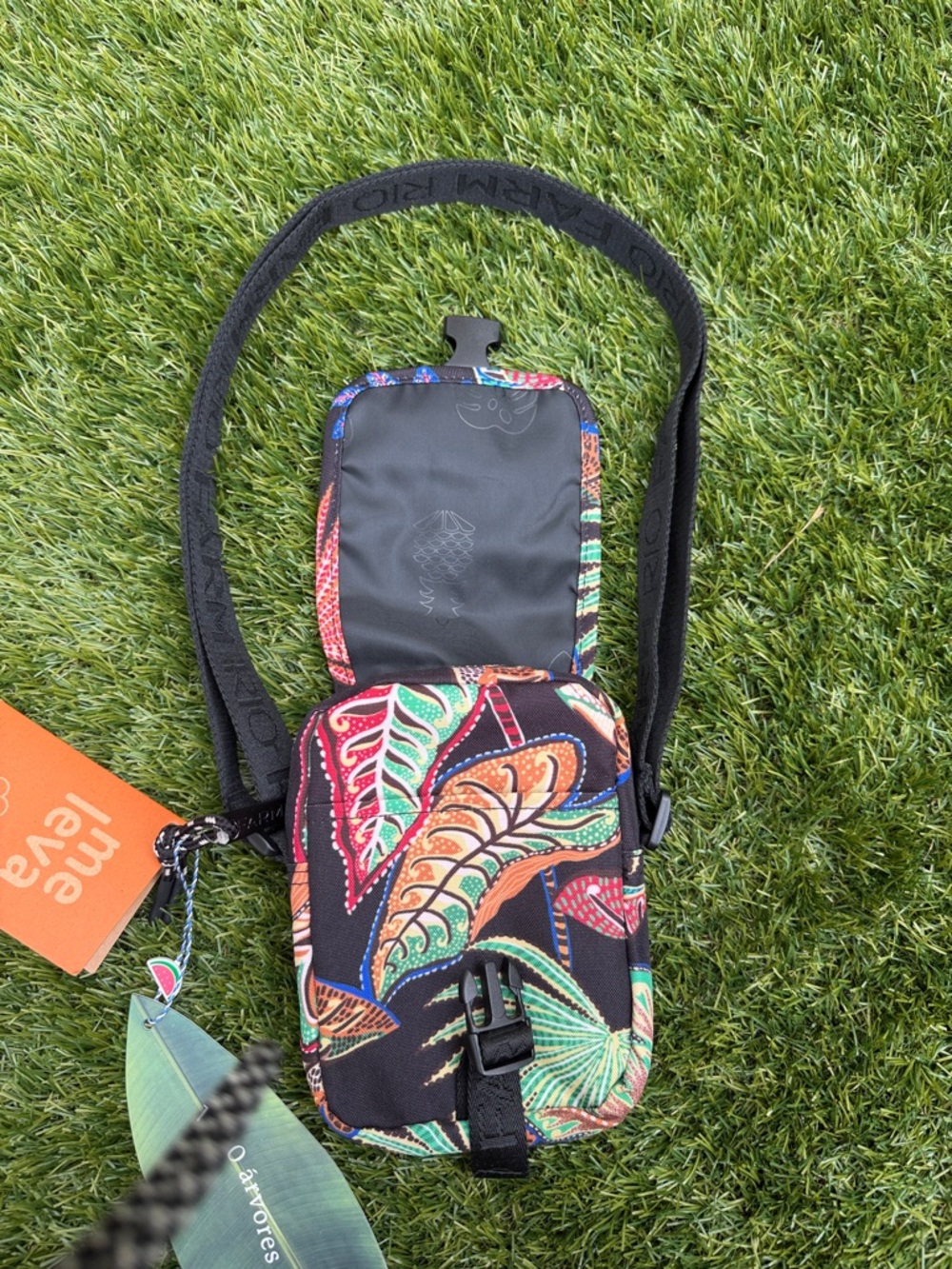 Farm Rio Tropical Print Crossbody Bag - colorful leaf/print pattern - Picture 4 of 8